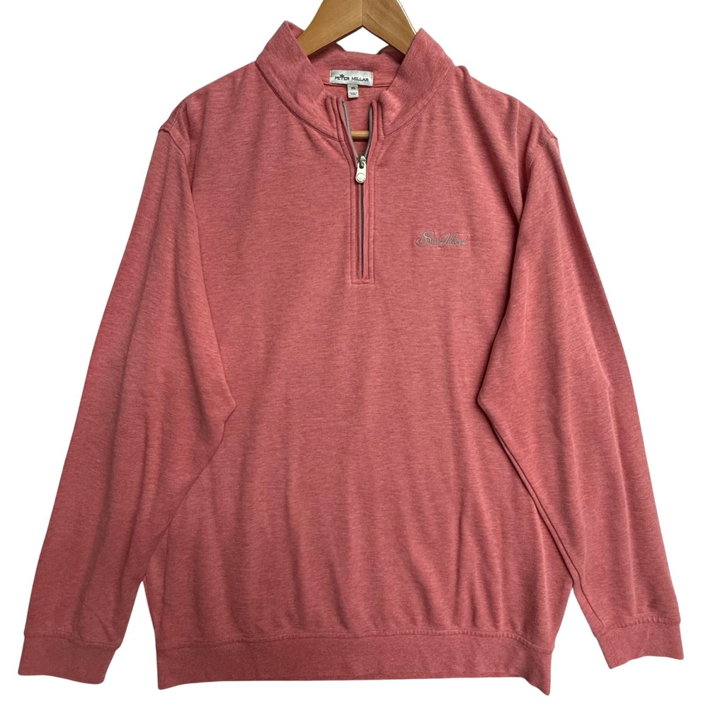 Peter Millar XL Sea Island 1/4 Zip Pullover Pink Cotton Modal Sweater Golf